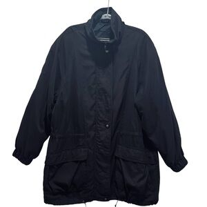 Towne London Fog Black Sz M Mid Length Utility Parka Jacket Weather Resistant